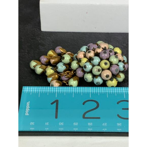 Miriam Haskell Vintage Early Dangle‎ Glass Pastel Brooch 3" Read Condition - Picture 7 of 8
